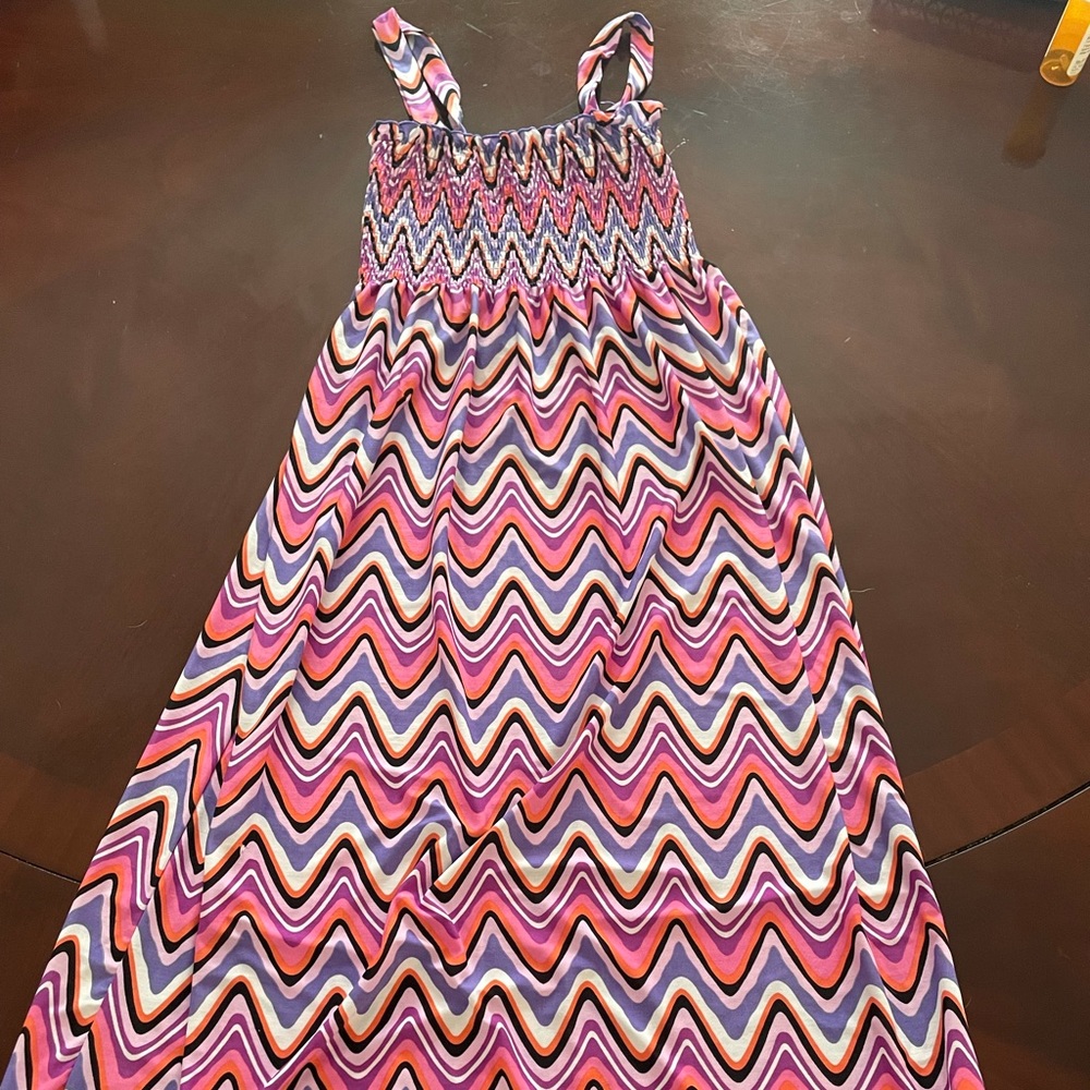 Girl’s Chillipop Multi Color Chevron Spaghetti Strap Dress. Size 7/8. Adorable!
